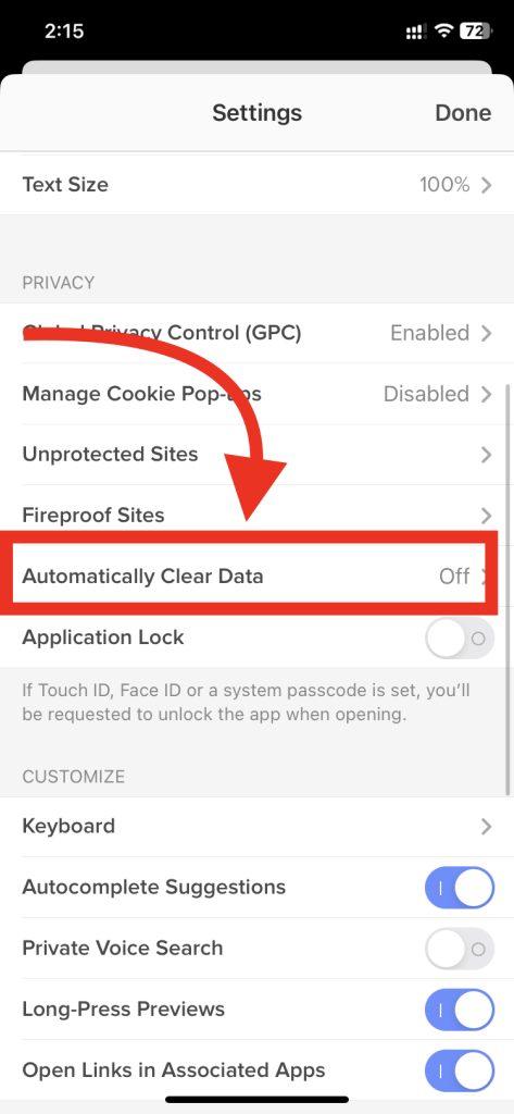 Clear Cookies of DuckDuckGo Browser Step 4