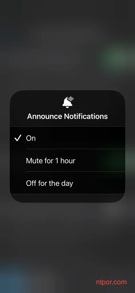 Tap or Hold the Announce Notification icon